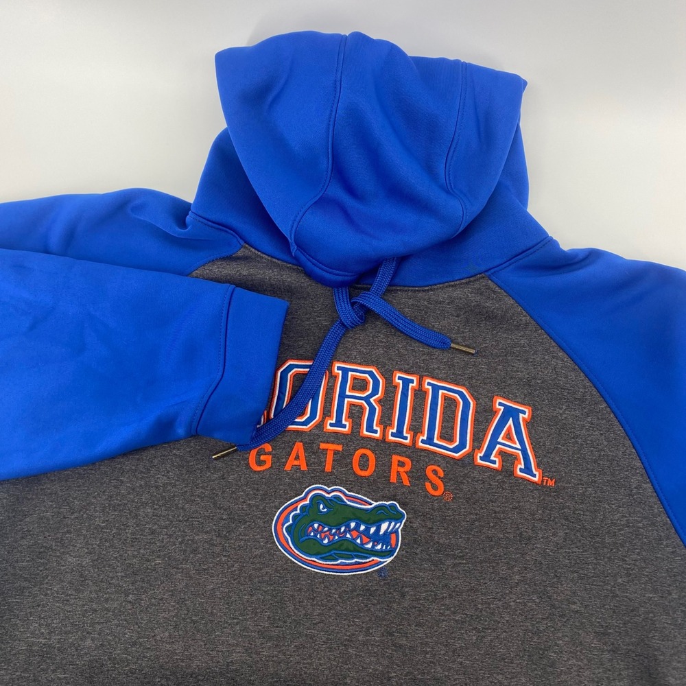Unbranded Florida Gators Hoodie Mens‎ XL Blue Grey Raglan Performance Sweatshirt